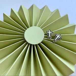 Silver cross post earrings